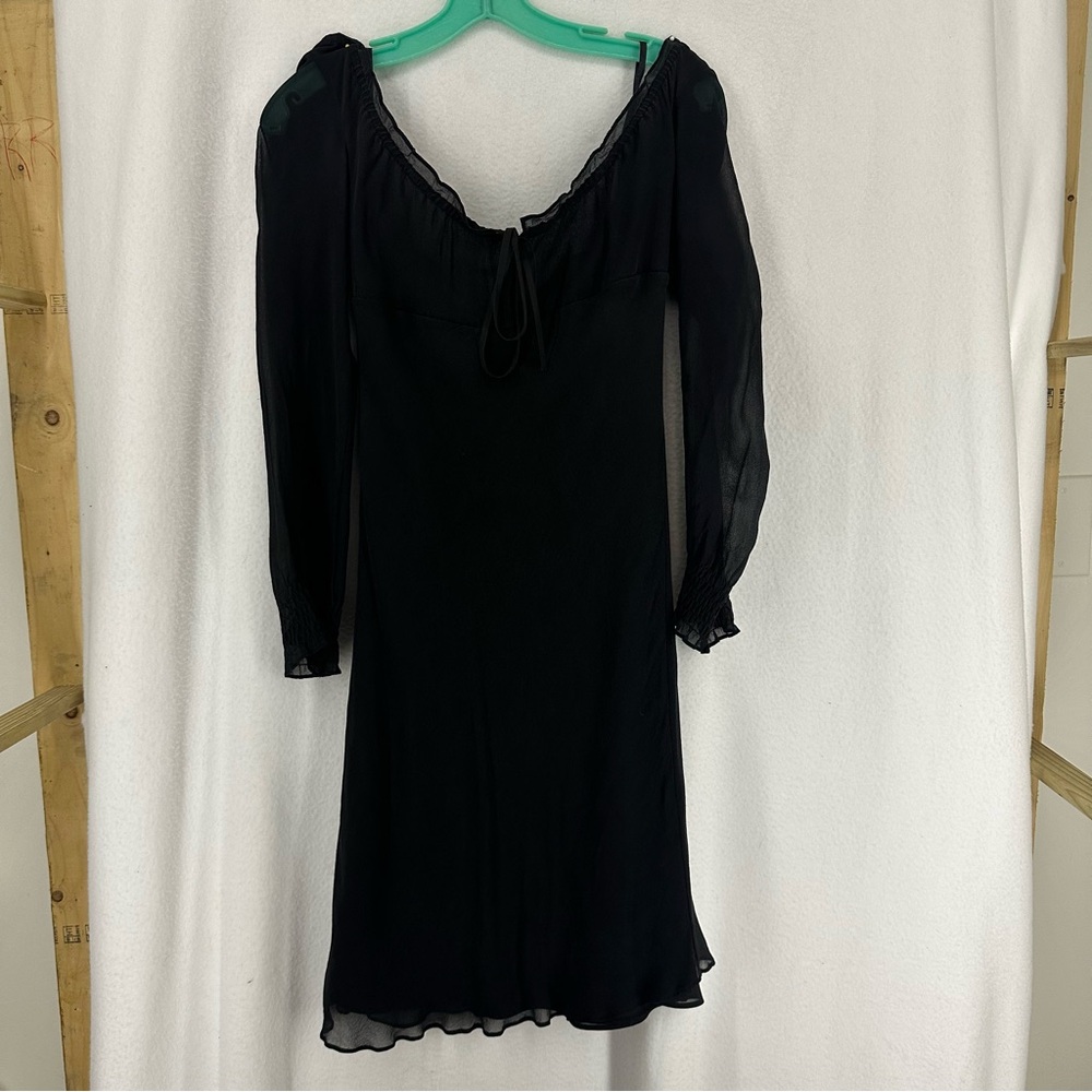 Express Midi 3/4 Sleeve Sheer Dress Womens Medium Black Goth Alternative